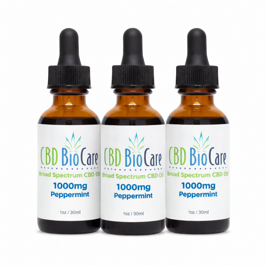 1000mg Broad Spectrum CBD Oil 3-Pack — three THC-free bottles